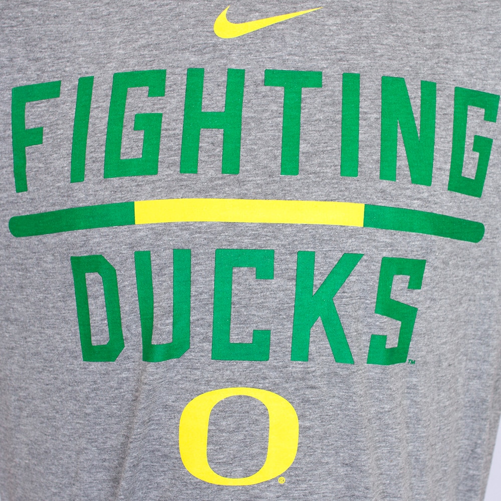 Classic Oregon O, Nike, Grey, Crew Neck, Cotton Blend, Men, Basic, Fighting Ducks, T-Shirt, 913027